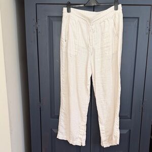 Athleta Women's White Linen Wide Leg Pants